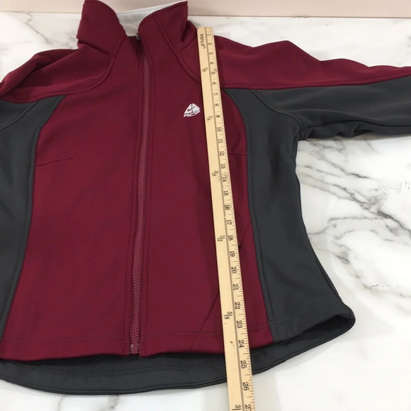 Nike ACG Thermal Layer 2 Red Gray Fleece Jacket Womens Medium Thumbhole Zip‎ Up - Picture 10 of 13